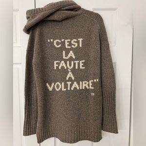 Taupe Merino wool sweater coat